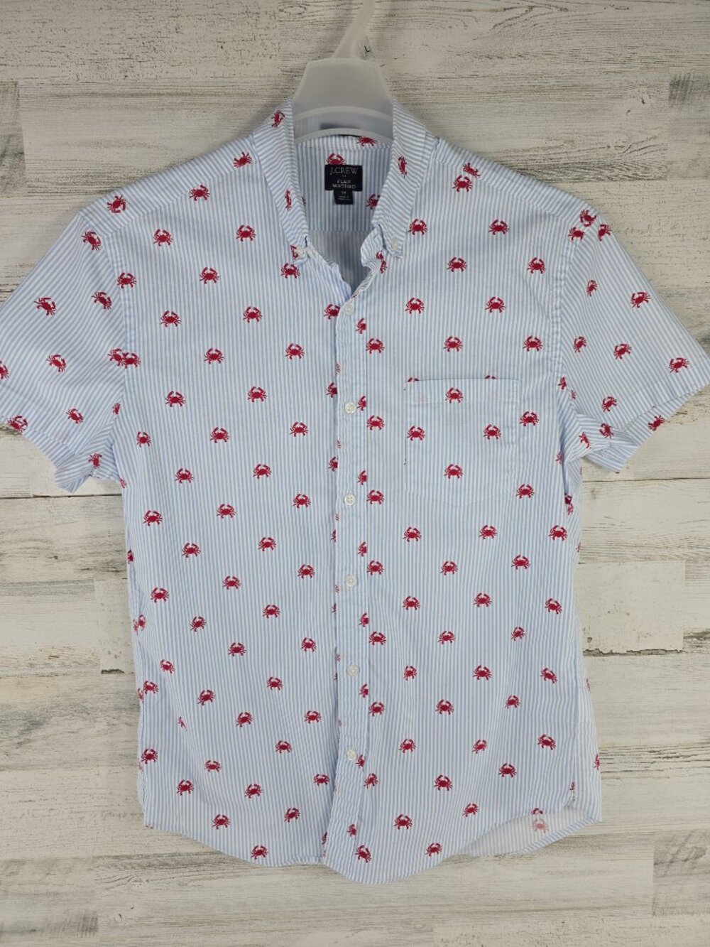 J.Crew Flex Washed Crab Print Button‑Down Shirt Men's SIZE MEDIUM SLIM FIT *EUC*